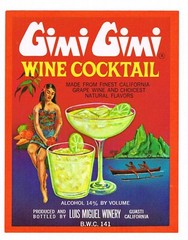 c1960 WINE BOTTLE LABEL ONTARIO CUCAMONGA GUASTI POLYNESIAN TAHITI SOUTH PACIFIC