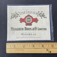 Vintage 1940s Meagher Bros Fine Liqueur UNUSED Paper SQUARE Label Montreal Q2114