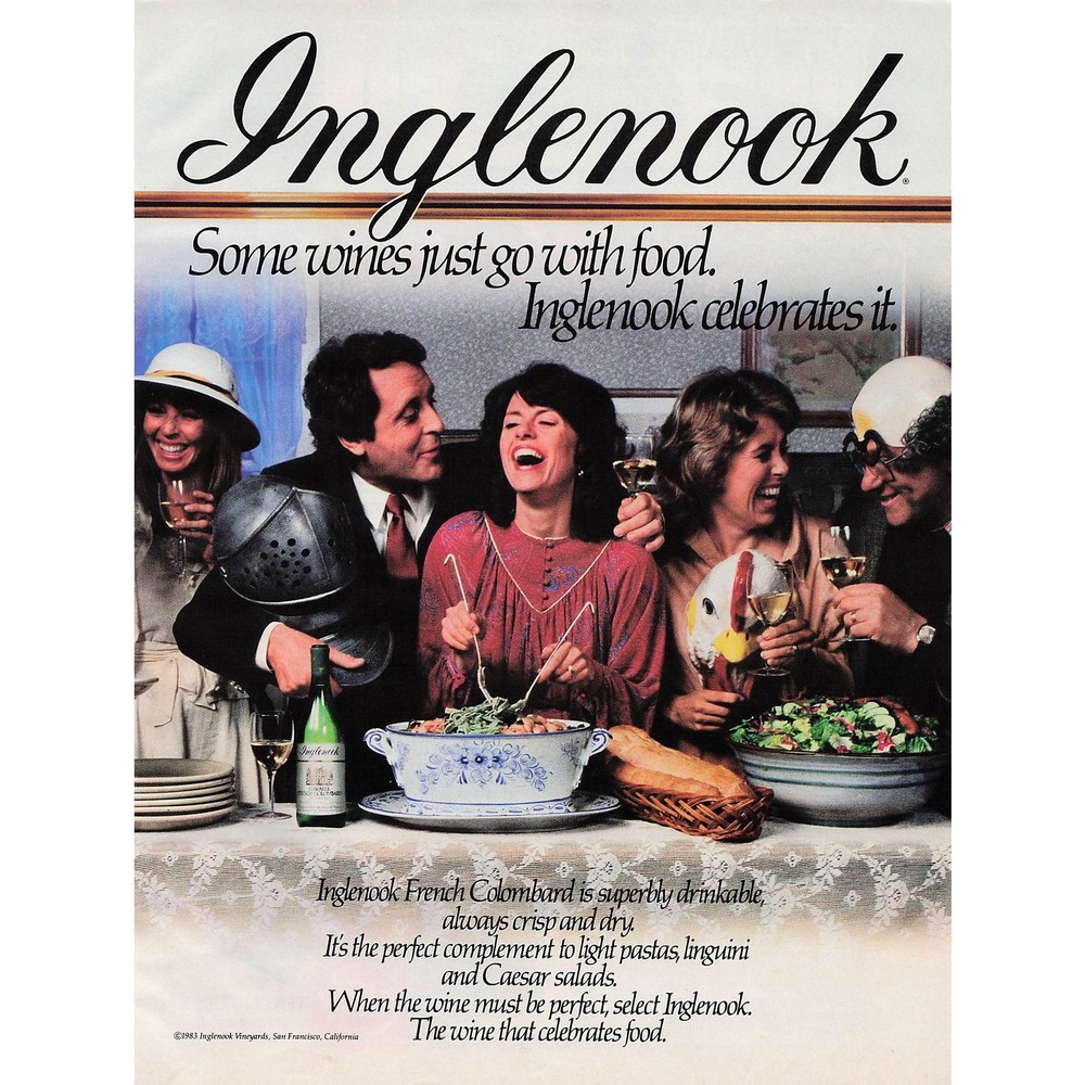 Inglenook French Colombard Wine Vintage Magazine Print Ad 80s 1983