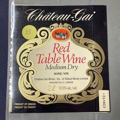Vintage Chateau-Gai Red Medium Dry Table Wine Niagara UNUSED Paper Label Q33