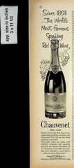 1961 Chauvenet Red Wine Sparkling Vintage Print Ad 7913