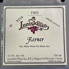 Vintage 1983 Inniskillin Winery Kerner Wine UNUSED Paper Label Niagara Q96