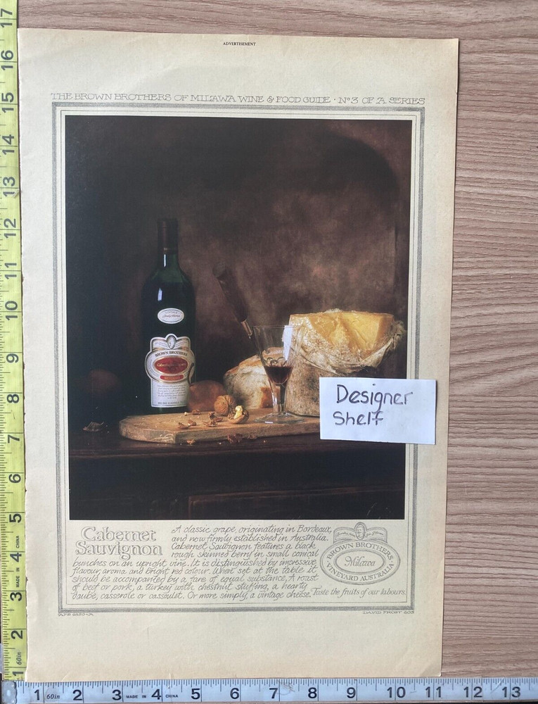 Brown Brothers Cabernet Australian Wines Vintage 1990 Print Advertisement