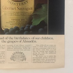 1979 Almaden Wine PRINT AD Cabernet Sauvignon – Monterey San Jose CA VTG 1970s
