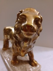 Vintage BARSOTTINI GOLD LION Statue Figurine 1970 Limited Edition Wine Decanter