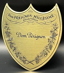 Dom Perignon Champagne Golden Metal Shield Label Box Plate – Engravable – Rare