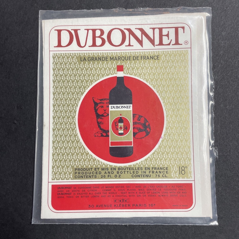 Vintage 1950s Dubonnet Wine UNUSED Paper Label Paris France Q1938
