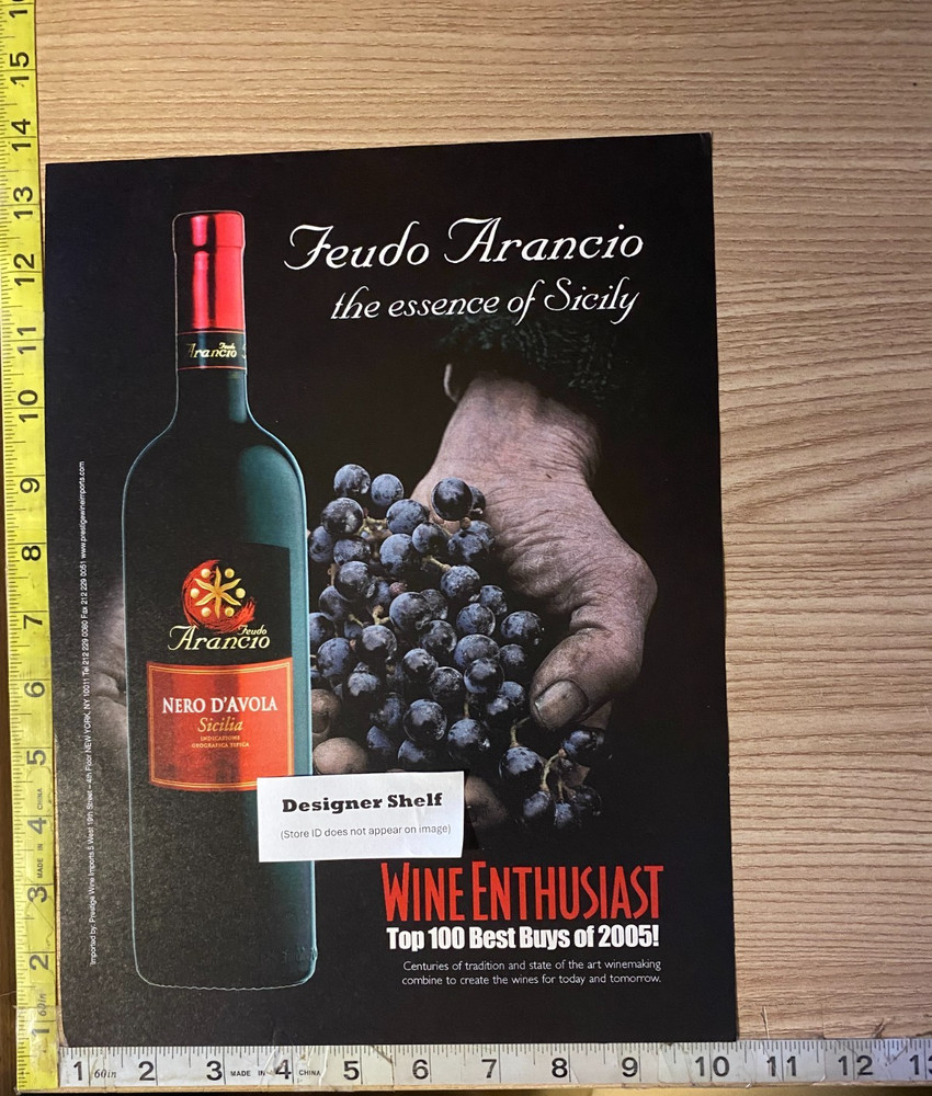 Feudo Arancio Nero D&rsquo;Avola Sicilia Wine 2007 Paper Print Advertisement
