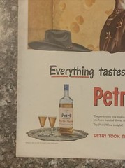 1949 Petri Dry Sherry Postcard Cowboy Mouse Wine & Cheese San Francisco VTG 40s