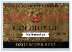1960&rsquo;s-80&rsquo;s H. Schmitt Sohne Goldjunge Halbtrocken German Wine Label S67E