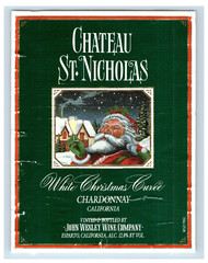 Vintage Chateau White Christmas Cuvee Chardonnay Paper Wine Label Original S83E