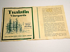 Wine Label (WASHINGTON STATE COLUMBIA -PACIFICA )-( OREGON-TUALATIN Vineyards )