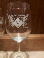 YOLO Winery – Dover, OH – Wine Glass White Artwork 7&Prime; Tall set of 2 Party Gift