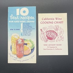 Set Of 2 CALIFORNIA WINES ad brochure California Wine Advisory Board Recipes
