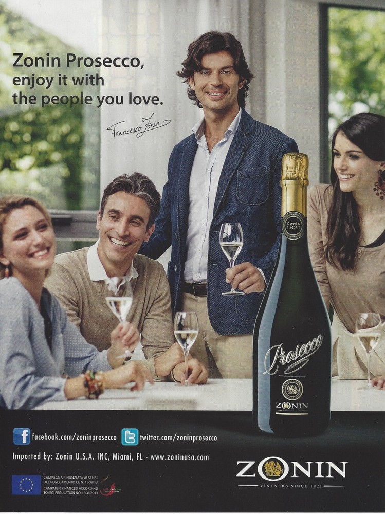 2016 Zonin Prosecco Wine Francesco print ad advertisement