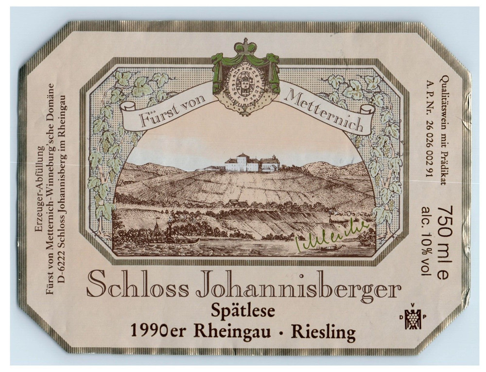 1970&rsquo;s-80&rsquo;s Furst von Metternich Schloss German Wine Label Original S18E
