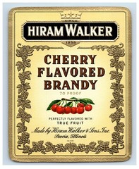 1970&rsquo;s-80&rsquo;s Hiram Walker Cherry Brandy Illinois Liquor Label Original S54E
