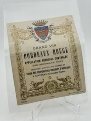 Vintage Grand Vin Bordeaux Rouge A Red Wine By Union Des Cooperatives Rare Rare