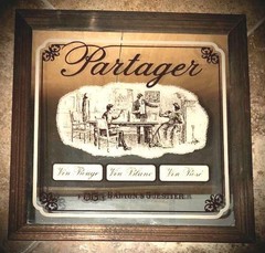 VINTAGE OG FRAMED MIRROR BARTON & GUSTIER WINE « PARTAGER », BAR RESTAURANT