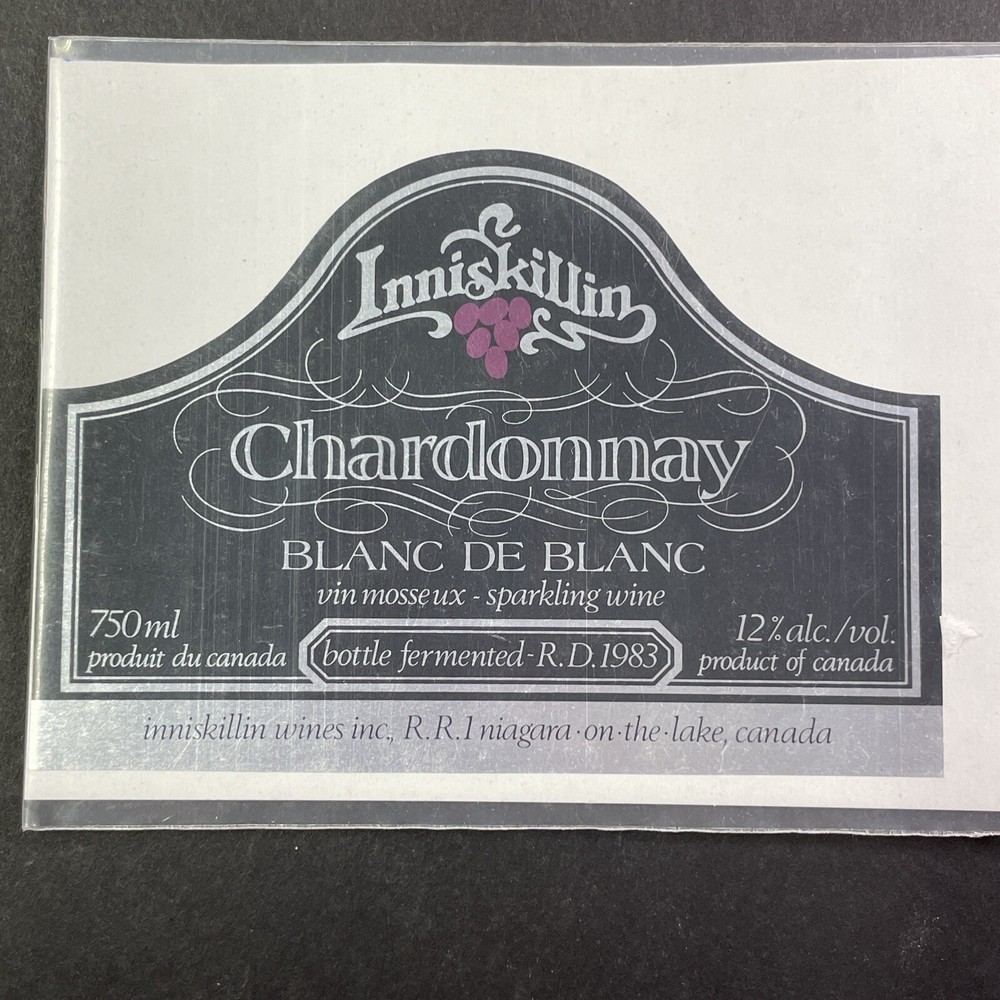 Vintage 1983 Inniskillin Chardonnay UNUSED Paper Label Niagara-On-The-Lake Q2183