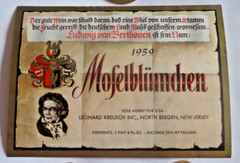 Moselblumchen 1959 wine label Germany Leonard Kreusch North Bergen