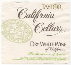 Vintage – Taylor California Cellar Dry White Wine Label – XL1i
