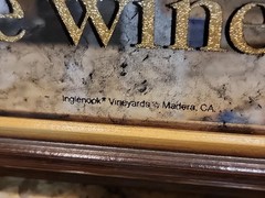 Vintage Inglenook Vineyards Winery Smoked Mirror Bar Sign Wooden Frame