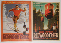2 2004 Redwood Creek Wine California skiing ad Ride The Gondola Ski Glade Trail
