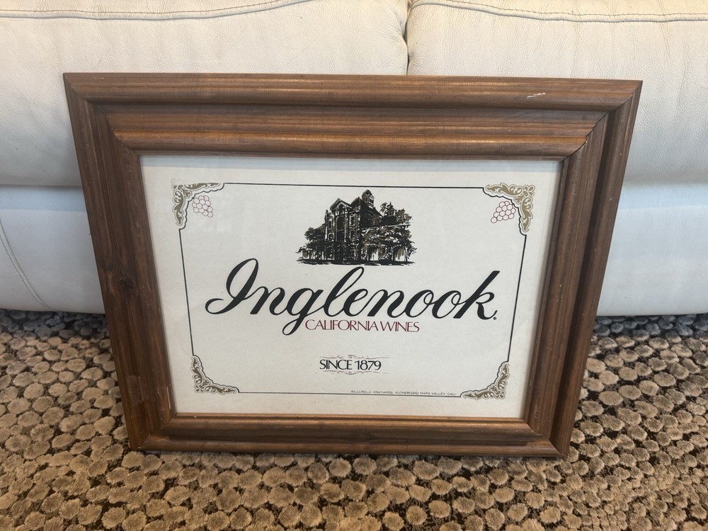 Inglenook California Wines Framed Sign Wine Advertising Since 1879