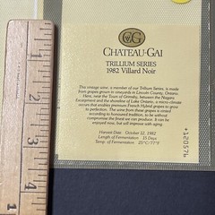 Vintage 1982 Chateau-Gai Trillium Series Villard Noir UNUSED Paper Label Q28