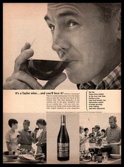 1964 Taylor Wine Company Buirgundy Hammandsport New York World&rsquo;s Fair Print Ad
