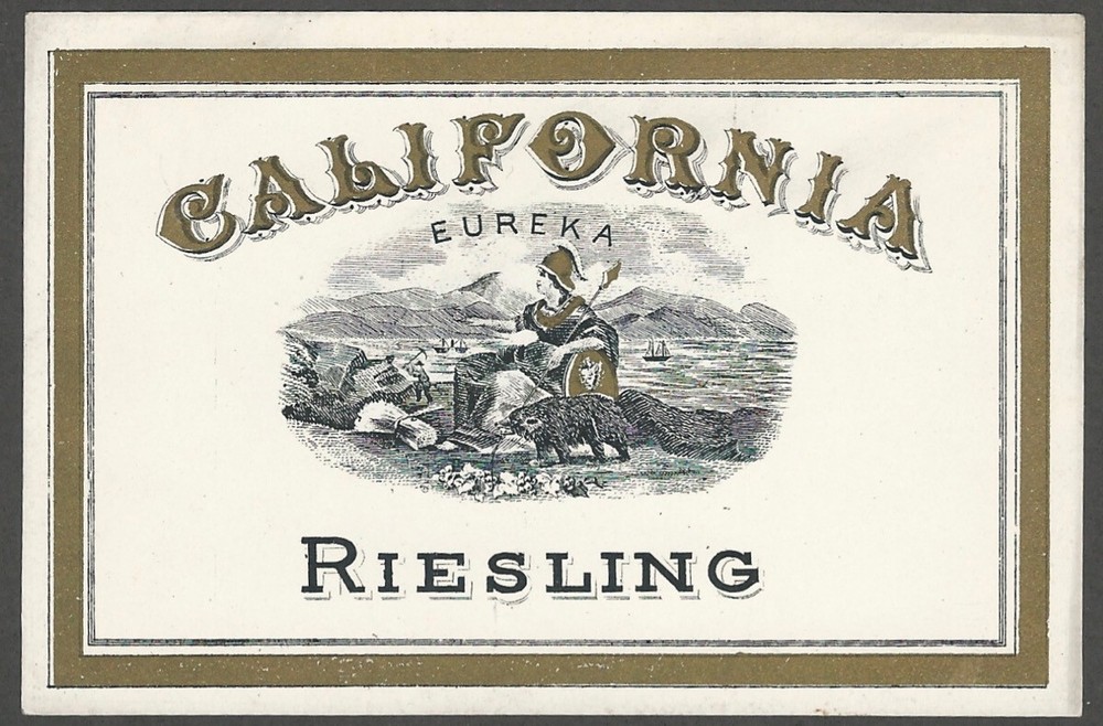 California White Riesling Eureka Wine Original Vintage American Bottle Label