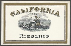 California White Riesling Eureka Wine Original Vintage American Bottle Label