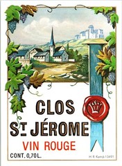 Vintage Original Wine Label Clos St. Jerome Vin Rouge 3 1/4&Prime; X 4 3/4&Prime;