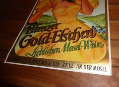 ORIGINAL VINTAGE ADVERTISING SIGN POSTER 1930S ZELL GERMANY WINE GOLD-ELSCHEN