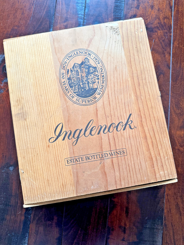 Vintage Inglenook 1979 Wooden Organizer Box Centennial Wine Crate Style Display