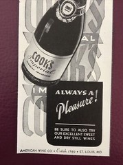 PRINT AD 1940s Cooks Imperial Champagne American Wine Co Always A Pleasure 2.5×7