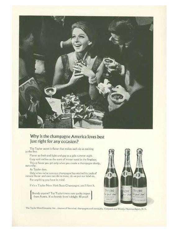 1967 Taylor New York State Wine PRINT AD Champagne