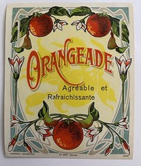 Vintage 1920s French Orangeade Label, « Agreable et Refrachissante », Litho Paris