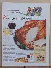 1944 magazine ad for Wine – Wine Goes With Food as Giving with Christmas