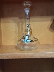 HANDPAINTED large vintage wine caraffe