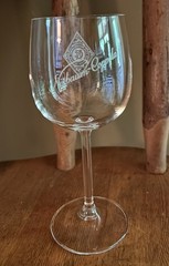 Niebaum Coppola Estate Vineyards & Winery White On Clear Wine Glass 7 3/4” Tall