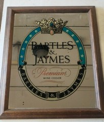 Vintage BARTLES & and JAYMES Premium Wine Cooler Logo ~ Bar Mirror ~ 19&Prime; x 15.5&Prime;