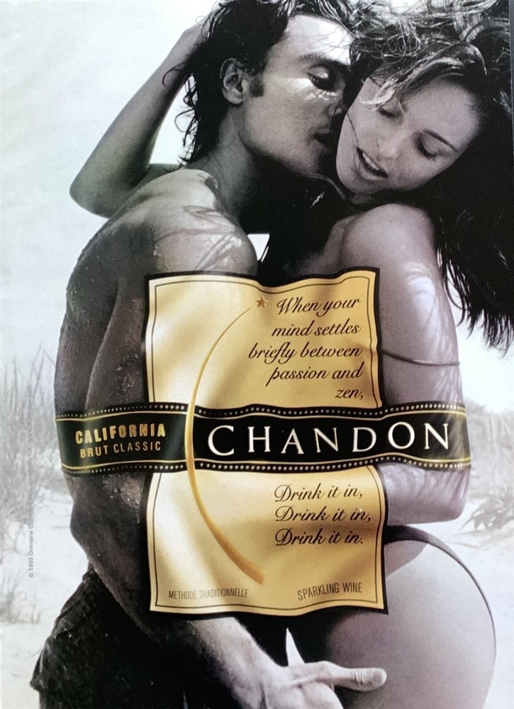 1999 CHANDON California Brut Sparkling Wine Sensual Couple Original PRINT AD