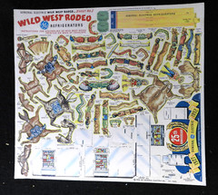 1952 GENERAL ELECTRIC REFRIGERATOR WILD WEST RODEO PUNCH OUT PIECES