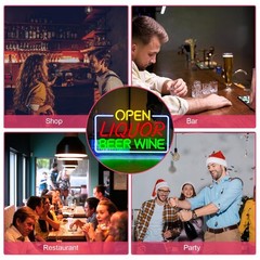 Open Liquor Beer Wine Neon Sign For Business Wall Decor, Usb Powered Neon Bar…