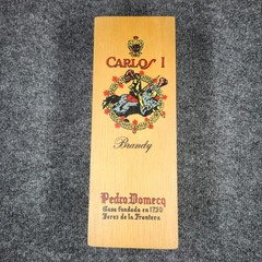 Vintage Carlos I Pedro Domecq Brandy Wooden Box Hinged Bottle Case Bar Decor Spa