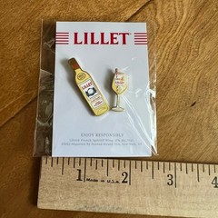 New! Lilet set of two enamel lapel hat pins French apéritif wine