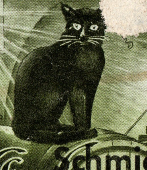 1970 Zeller Schwarze Katz German Wine Bottle Label Black Cat