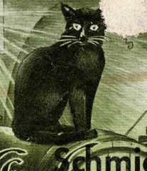 1970 Zeller Schwarze Katz German Wine Bottle Label Black Cat